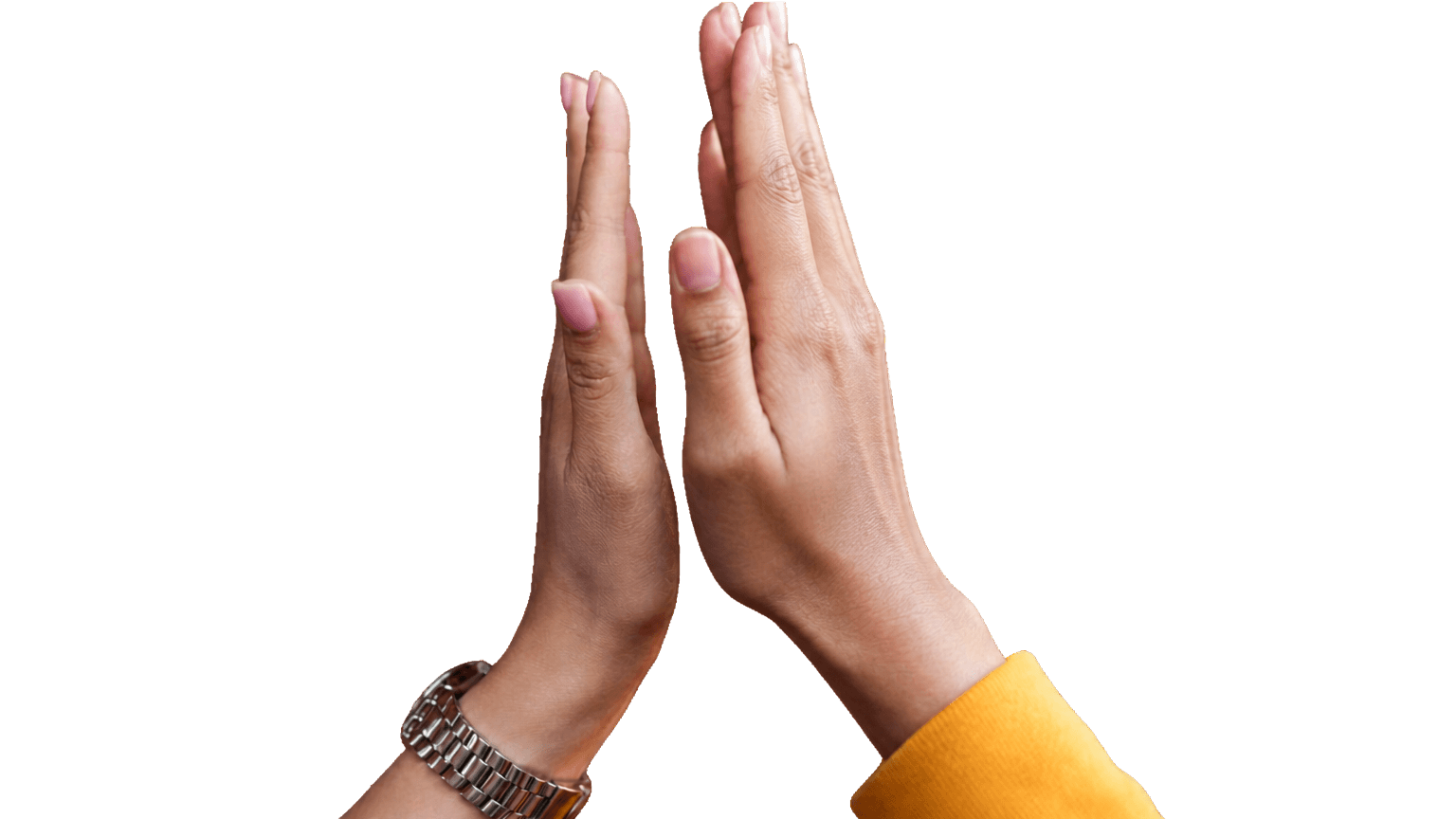 Two people bringing their palms together